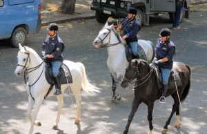 Per il derby Lazio-Roma debutto di polizia e carabinieri a cavallo polizia a cavallo