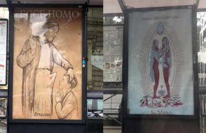 Manifesti blasfemi nelle pensiline Atac, preso uno degli autori manifesti-blasfemi