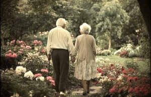 anziani fra fiori